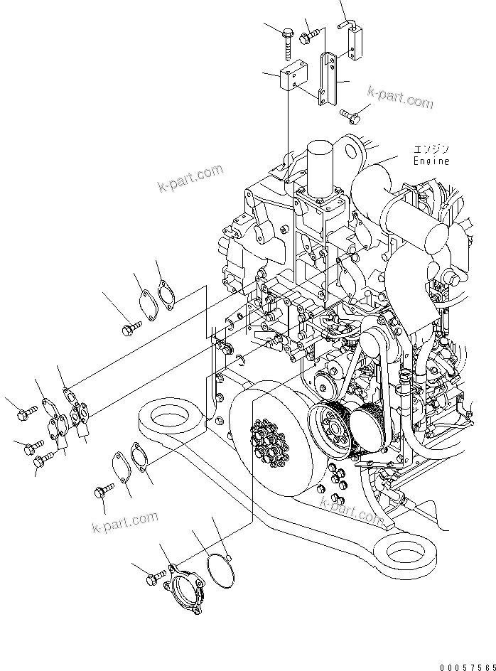 Komatsu parts book diagram for SAA6D170E-5CR-W S/N 610001-UP: COVER (EXHAUST GAS RE-CIRCULATION VALVE LESS)