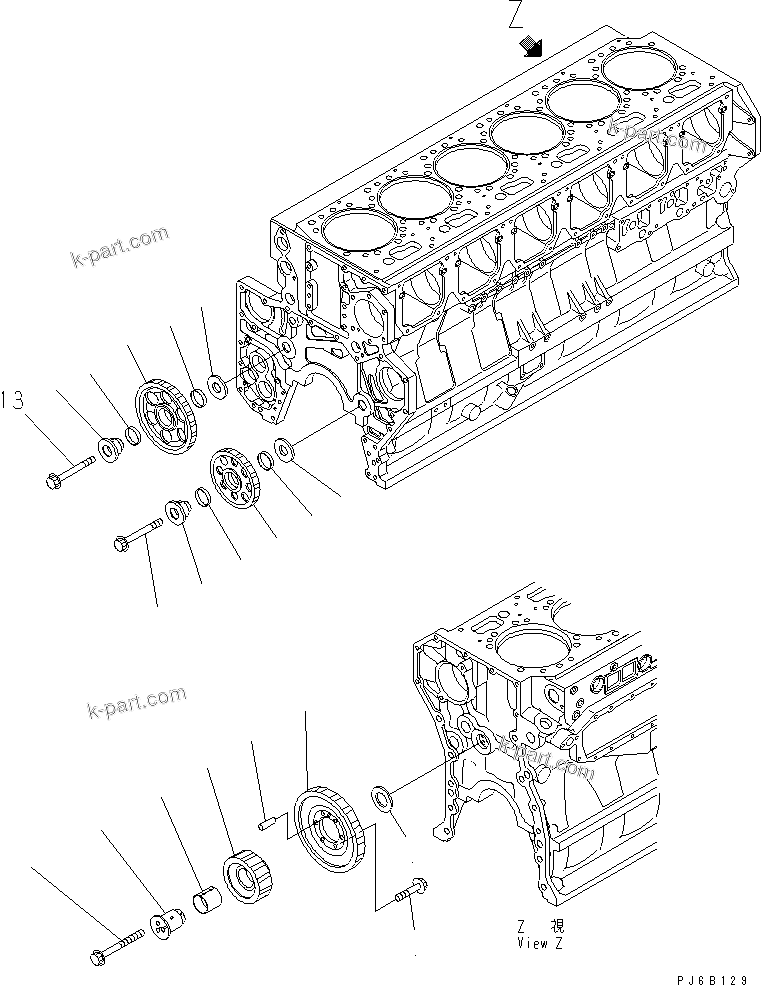 Komatsu parts book diagram for SAA6D170E-5CR-W S/N 610001-UP: IDLER GEAR