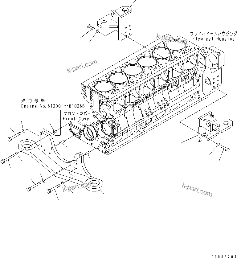 Komatsu parts book diagram for SAA6D170E-5CR-W S/N 610001-UP: ENGINE MOUNTING (KP-1A SPEC.)
