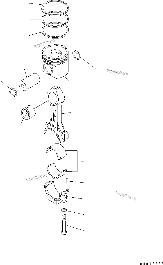 Komatsu parts book diagram for SAA6D170E-5CR-W S/N 610001-UP: PISTON AND CONNECTING ROD
