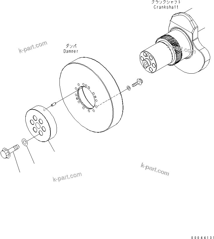 Komatsu parts book diagram for SAA6D170E-5CR-W S/N 610001-UP: CRANK PULLEY (FLANGE TYPE)