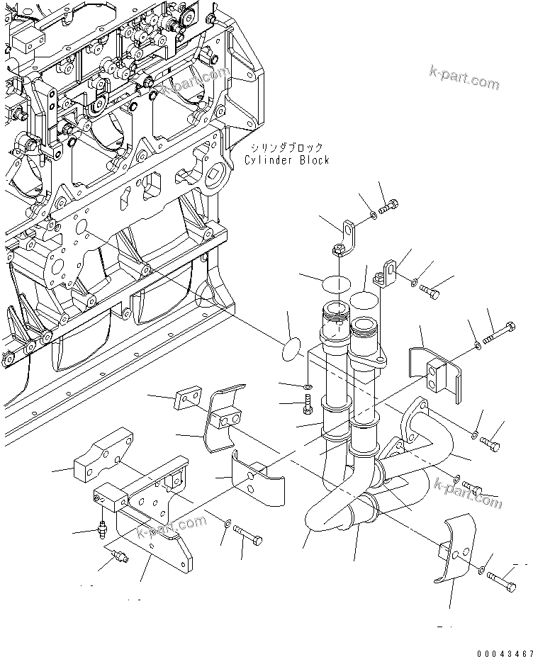 Komatsu parts book diagram for SAA6D170E-5CR-W S/N 610001-UP: OIL FILTER PIPING