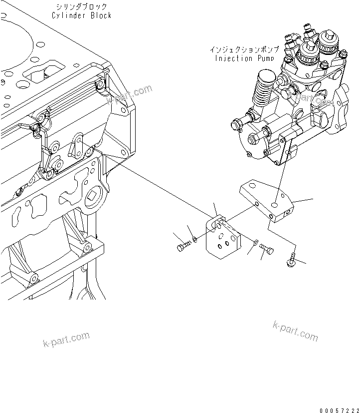 Komatsu parts book diagram for SAA6D170E-5CR-W S/N 610001-UP: FUEL INJECTION PUMP BRACKET