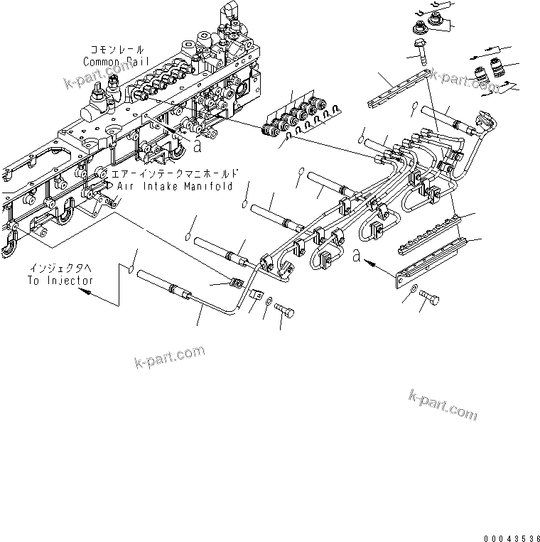 Komatsu parts book diagram for SAA6D170E-5CR-W S/N 610001-UP: FUEL INJECTION PUMP PIPING