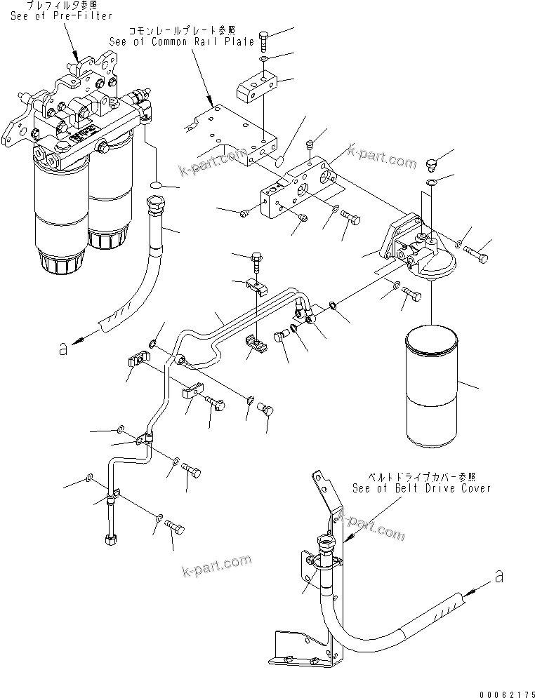 Komatsu parts book diagram for SAA6D170E-5CR-W S/N 610001-UP: ADDITIONAL FUEL FILTER AND PIPING (TROPICAL GROUND SPEC. 55ЯC)(#610126-)