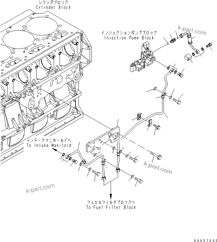 Komatsu parts book diagram for SAA6D170E-5CR-W S/N 610001-UP: FUEL RETURN PIPING