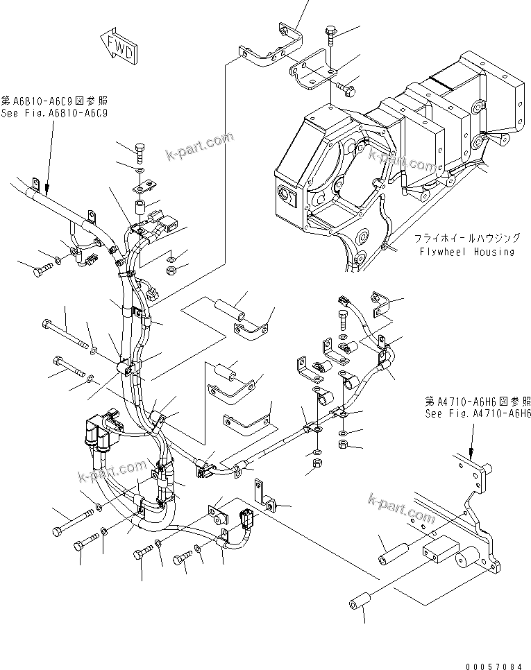 Komatsu parts book diagram for SAA6D170E-5CR-W S/N 610001-UP: CABLE SUPPORT (1/5) ENGINE WIRING