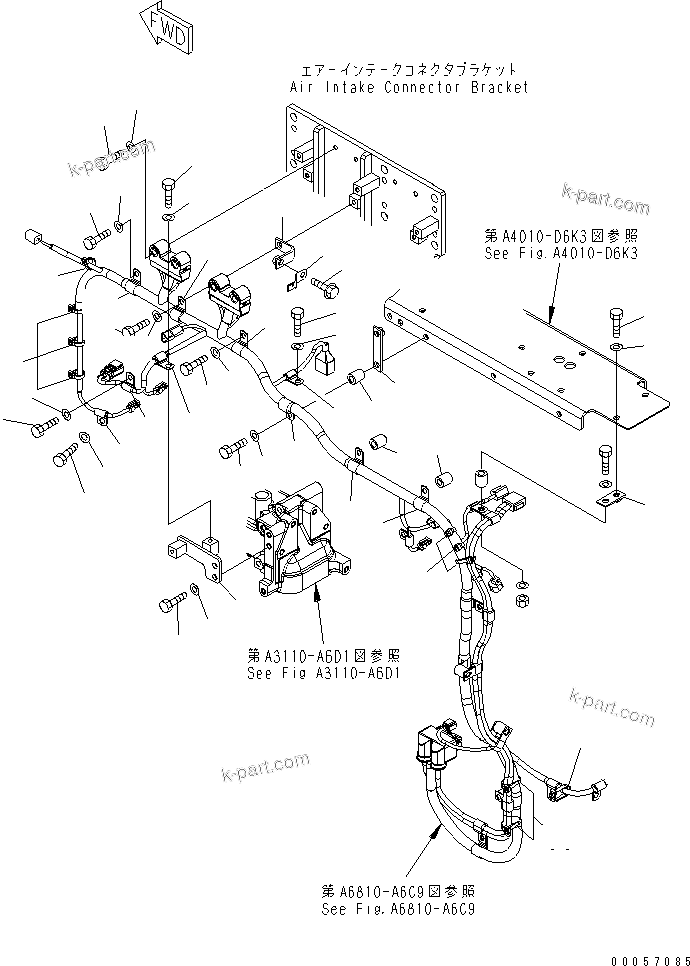 Komatsu parts book diagram for SAA6D170E-5CR-W S/N 610001-UP: CABLE SUPPORT (2/5) ENGINE WIRING