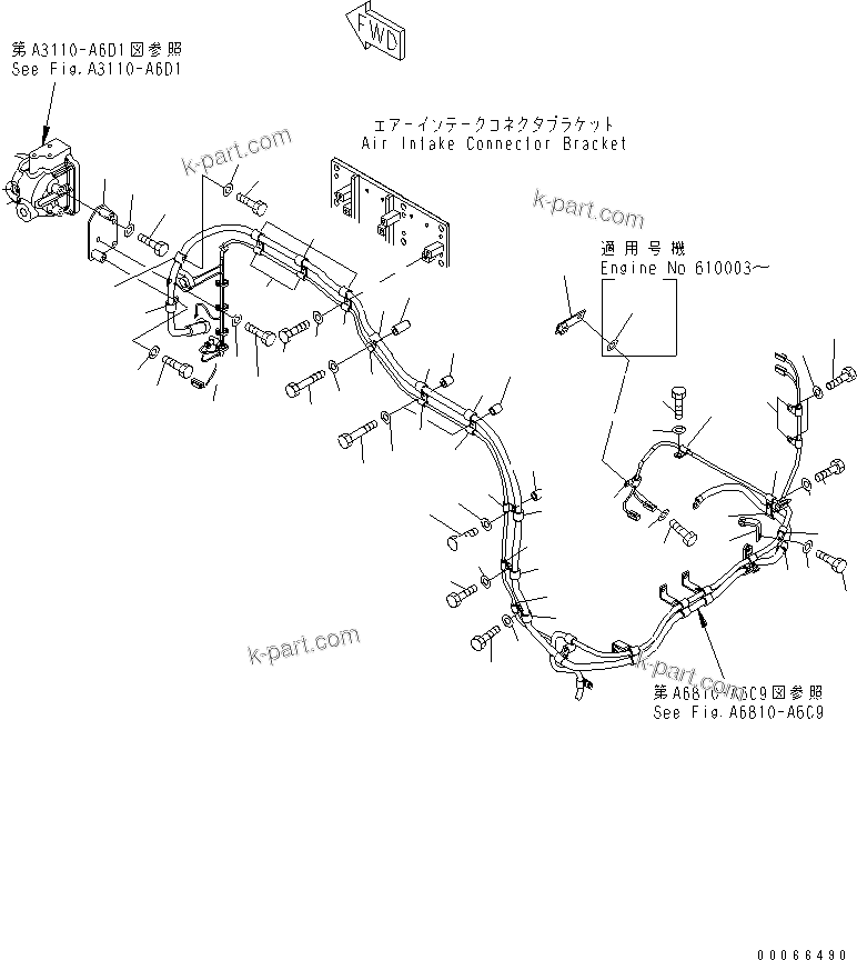 Komatsu parts book diagram for SAA6D170E-5CR-W S/N 610001-UP: CABLE SUPPORT (5/5) CHASSIS RELATED WIRING