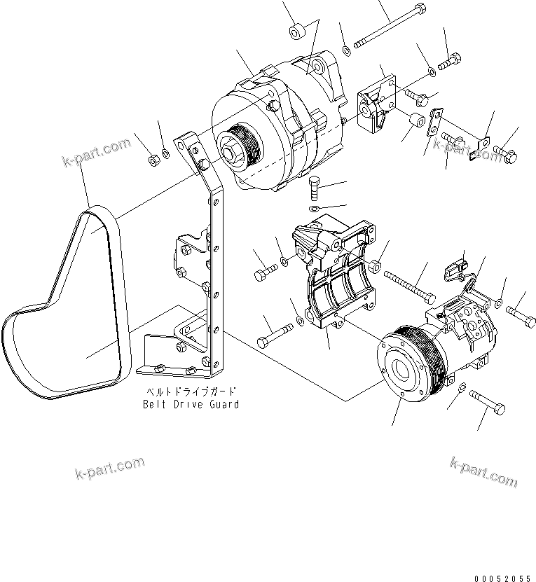 Komatsu parts book diagram for SAA6D170E-5CR-W S/N 610001-UP: ALTERNATOR (90A) AND FREON COMPRESSOR