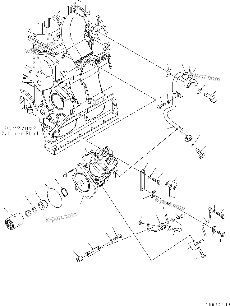 Komatsu parts book diagram for SAA6D170E-5CR-W S/N 610001-UP: AIR COMPRESSOR MOUNTING AND PIPING
