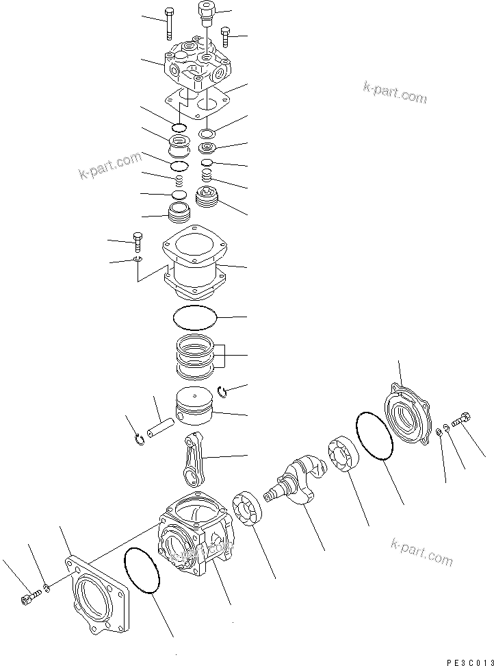 Komatsu parts book diagram for SAA6D170E-5CR-W S/N 610001-UP: AIR COMPRESSOR (INNER PARTS)