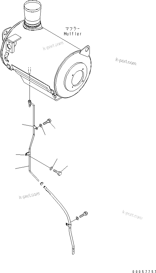 Komatsu parts book diagram for SAA6D170E-5CR-W S/N 610001-UP: MUFFLER DRAIN PIPING