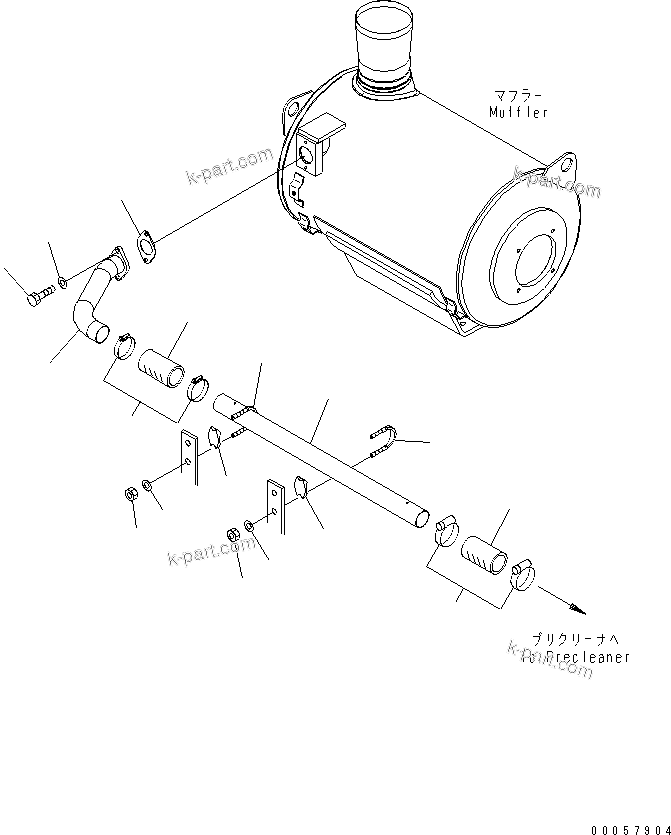 Komatsu parts book diagram for SAA6D170E-5CR-W S/N 610001-UP: MUFFLER EJECTOR PIPING