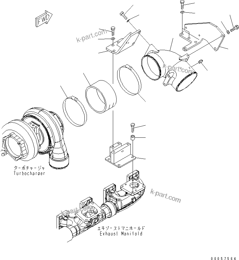 Komatsu parts book diagram for SAA6D140E-5BR-W S/N 630001-UP: AIR CONNECTION (AIR CLEANER REMOTE MOUNT SPEC.)