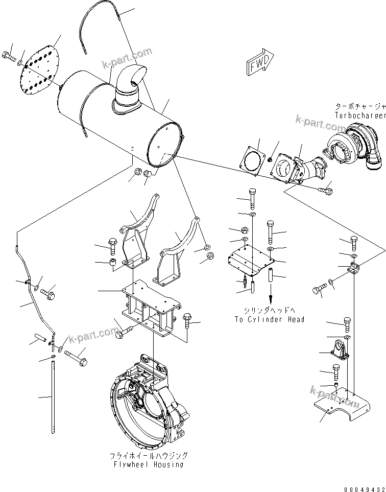 Komatsu parts book diagram for SAA6D140E-5BR-W S/N 630001-UP: MUFFLER