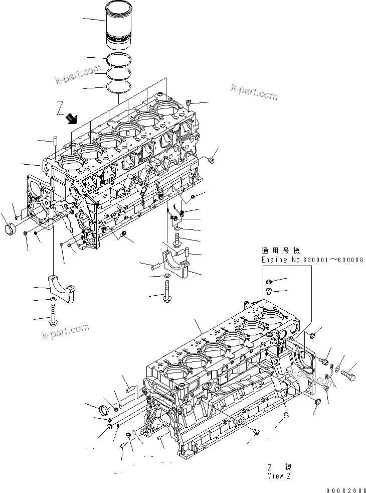 Komatsu parts book diagram for SAA6D140E-5BR-W S/N 630001-UP: CYLINDER BLOCK