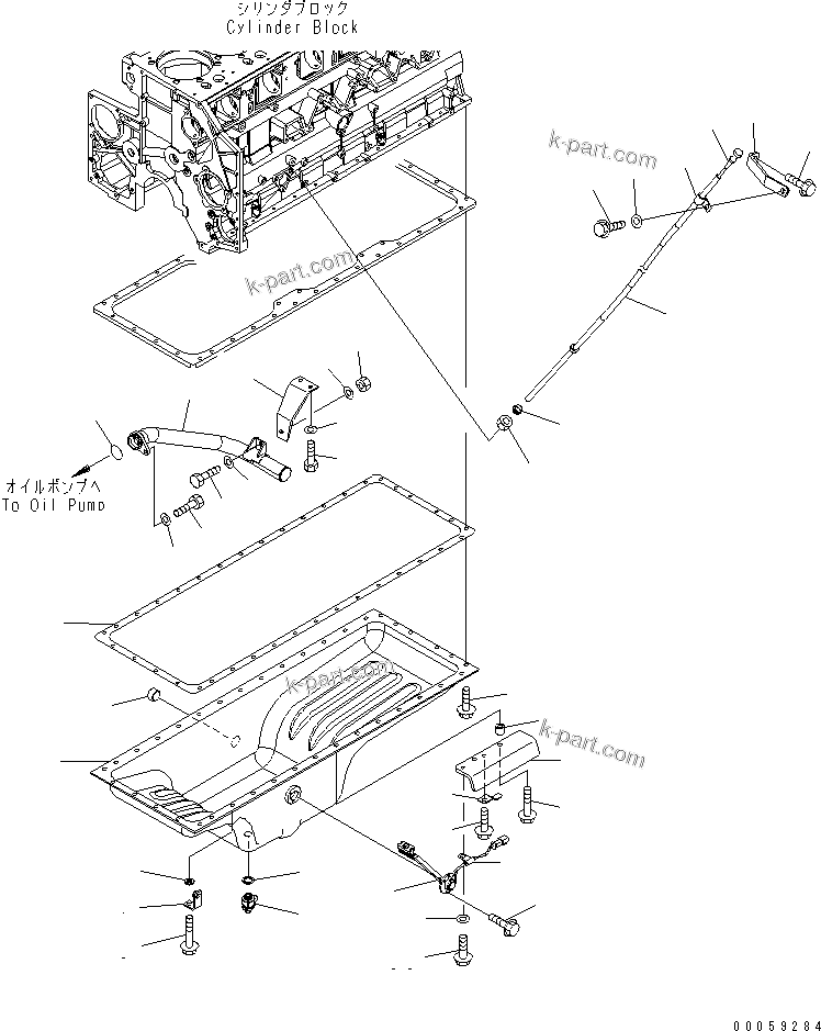 Komatsu parts book diagram for SAA6D140E-5BR-W S/N 630001-UP: OIL PAN AND SUCTION TUBE(#630001-630436)