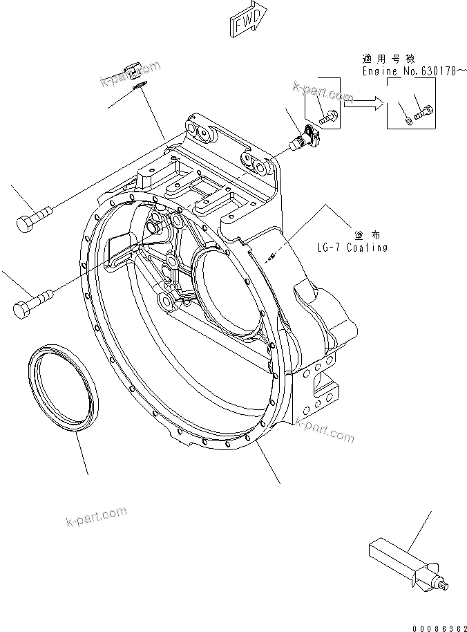 Komatsu parts book diagram for SAA6D140E-5BR-W S/N 630001-UP: FLYWHEEL HOUSING