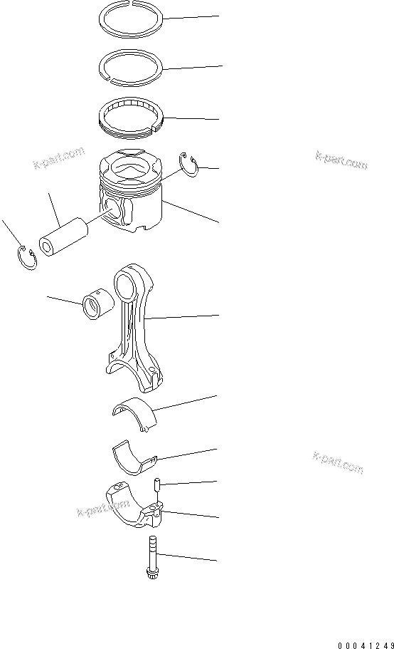 Komatsu parts book diagram for SAA6D140E-5BR-W S/N 630001-UP: PISTON AND CONNECTING ROD
