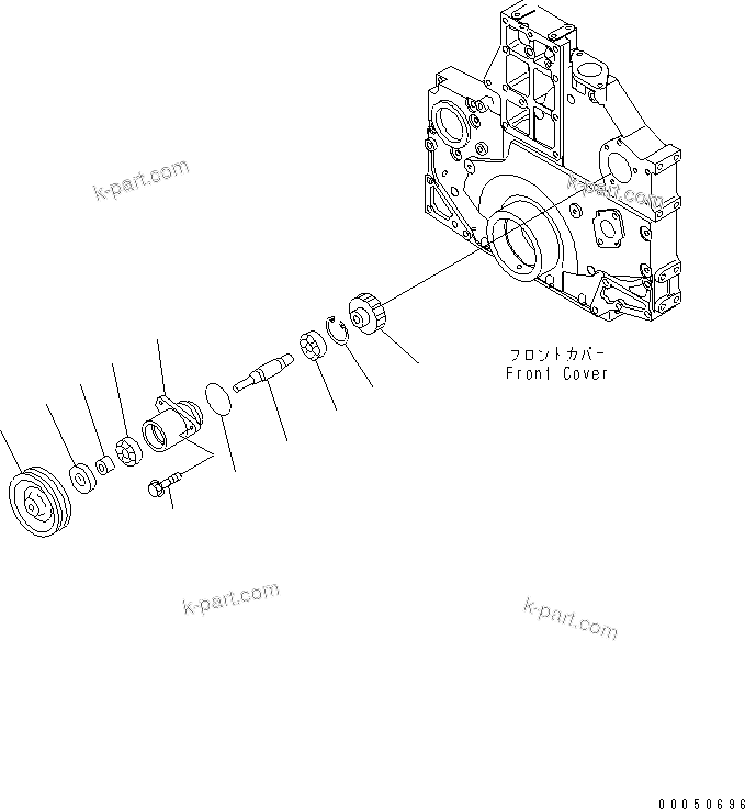 Komatsu parts book diagram for SAA6D140E-5BR-W S/N 630001-UP: FRONT POWER TAKE OFF (HARDENING PULLEY SPEC.)