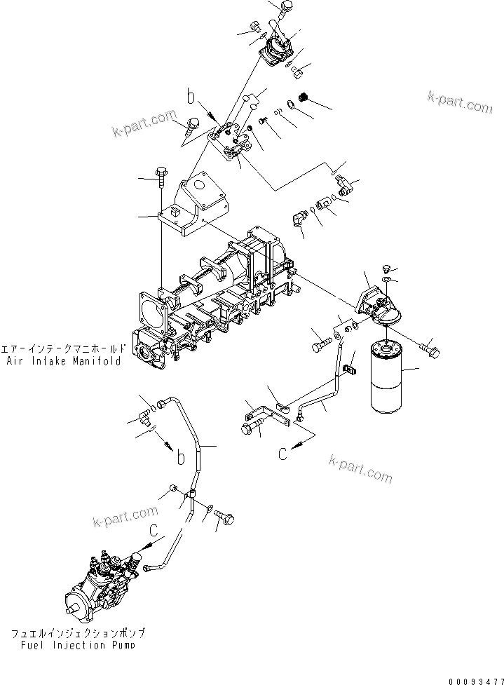 Komatsu parts book diagram for SAA6D140E-5BR-W S/N 630001-UP: FUEL FILTER AND PRIMING PUMP(#630944-)