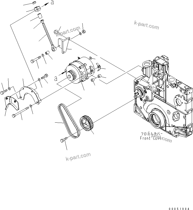 Komatsu parts book diagram for SAA6D140E-5BR-W S/N 630001-UP: ALTERNATOR MOUNTING (50A) (SANDY AND DUSTY SPEC.)(#630001-630431)