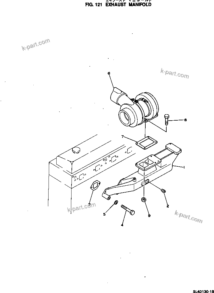Komatsu parts book diagram for SL4D130-1C S/N 24260-UP: EXHAUST MANIFOLD