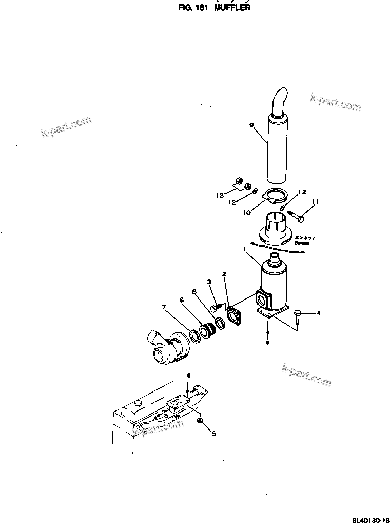 Komatsu parts book diagram for SL4D130-1C S/N 24260-UP: MUFFLER