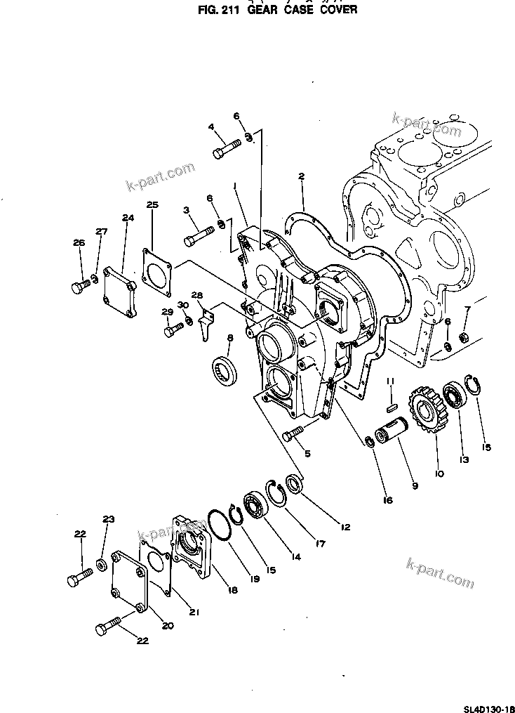 Komatsu parts book diagram for SL4D130-1C S/N 24260-UP: GEAR CASE COVER