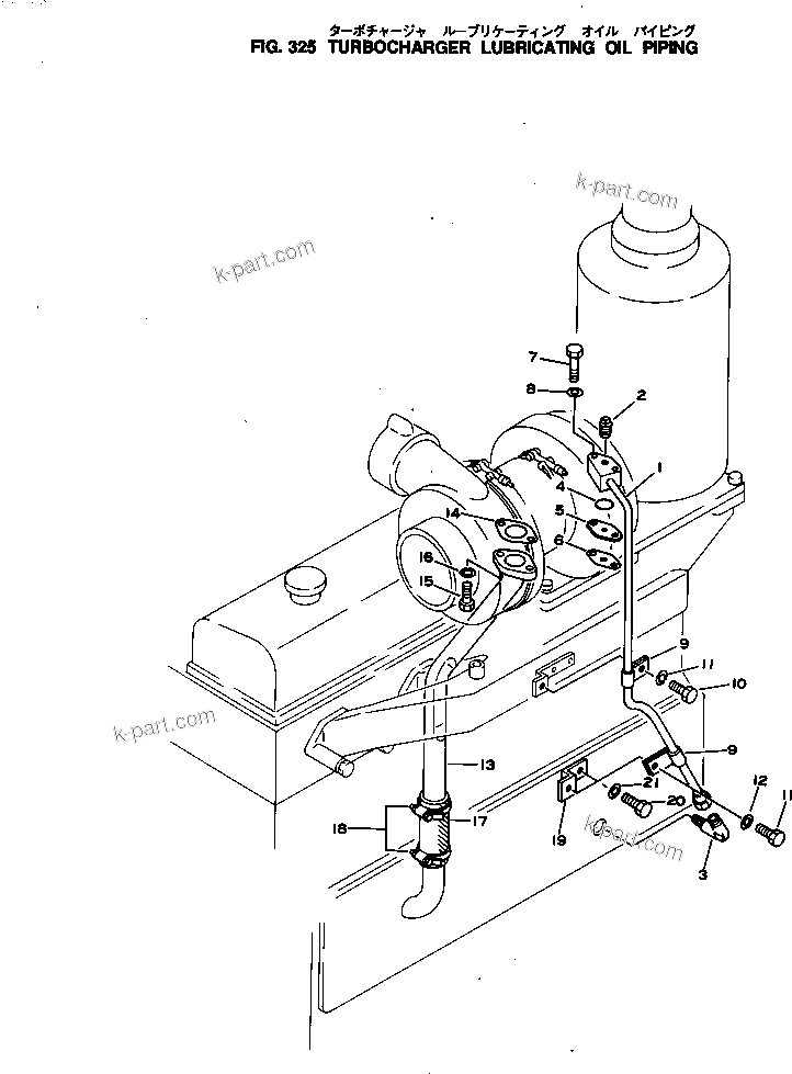 Komatsu parts book diagram for SL4D130-1C S/N 24260-UP: TURBOCHARGER LUBRICATING OIL PIPING