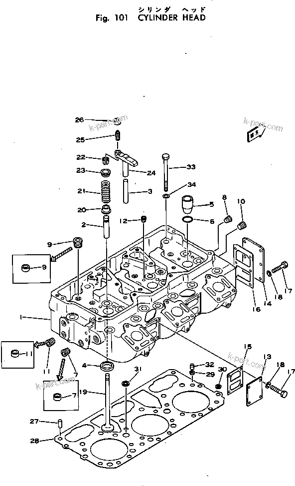 Komatsu parts book diagram for VT-1710-1 S/N 576252-UP: CYLINDER HEAD