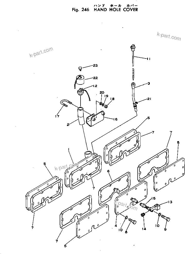 Komatsu parts book diagram for VT-1710-1 S/N 576252-UP: HAND HOLE COVER
