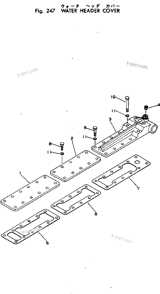 Komatsu parts book diagram for VT-1710-1 S/N 576252-UP: WATER HEADER COVER