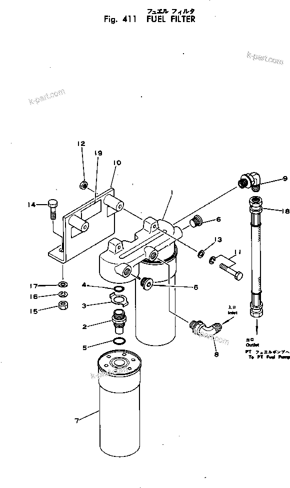 Komatsu parts book diagram for VT-1710-1 S/N 576252-UP: FUEL FILTER