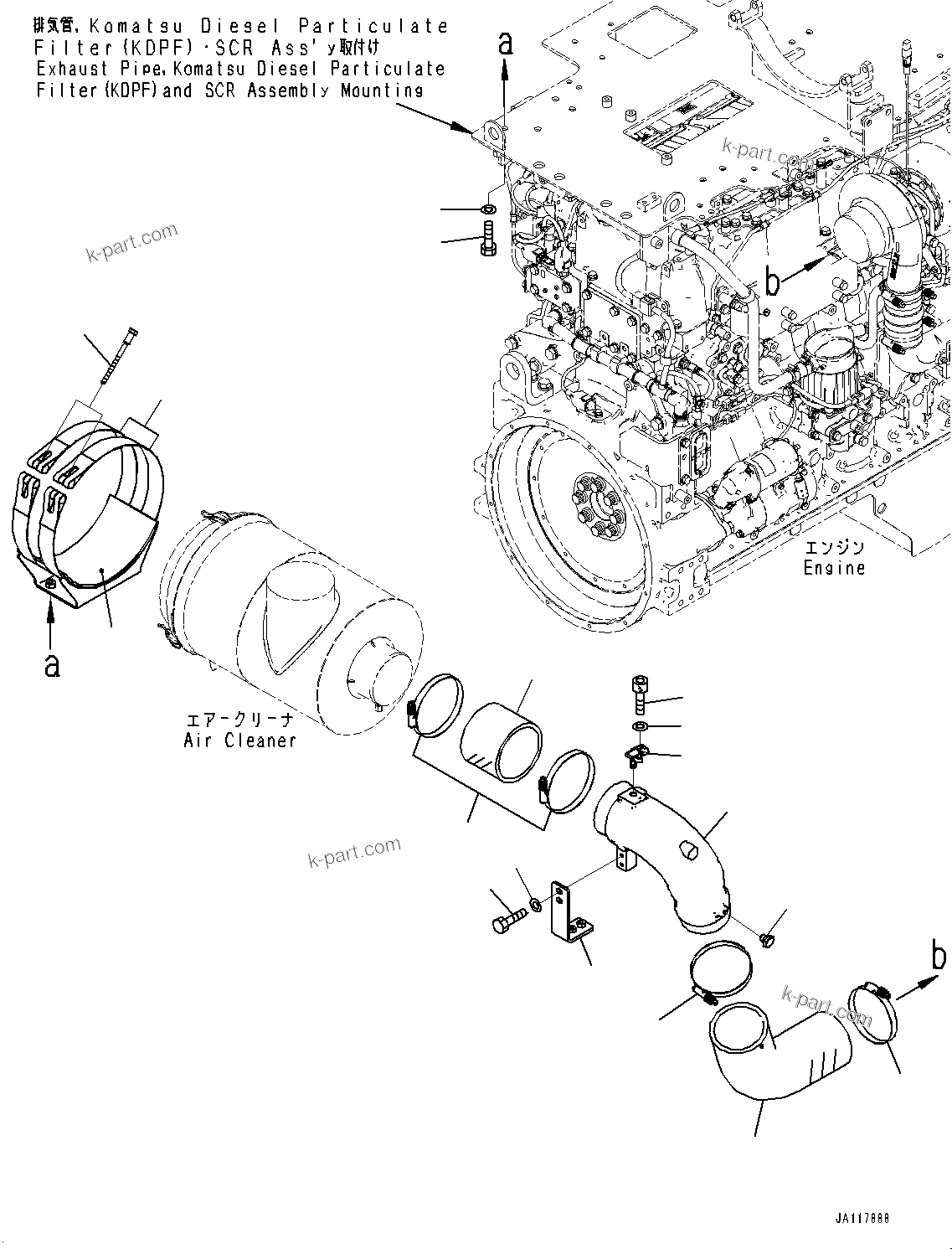 Komatsu parts book diagram for WA485-11E0 S/N H35051-UP: ENGINE WIRING HARNESS, WITHOUT TURBO II, AIR CLEANER RELATED PARTS