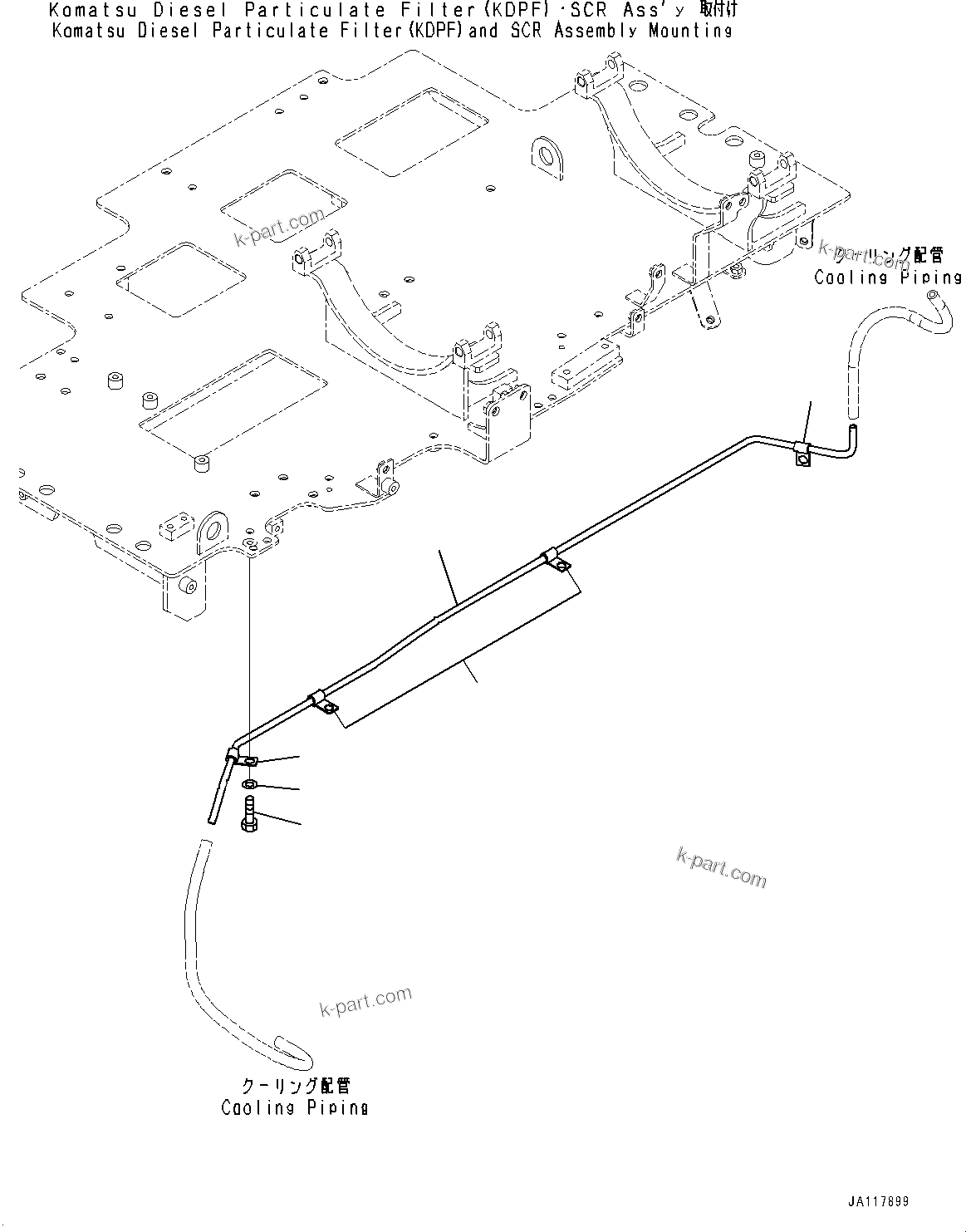 Komatsu parts book diagram for WA485-11E0 S/N H35051-UP: ENGINE WIRING HARNESS, WITH TURBO II, TUBE