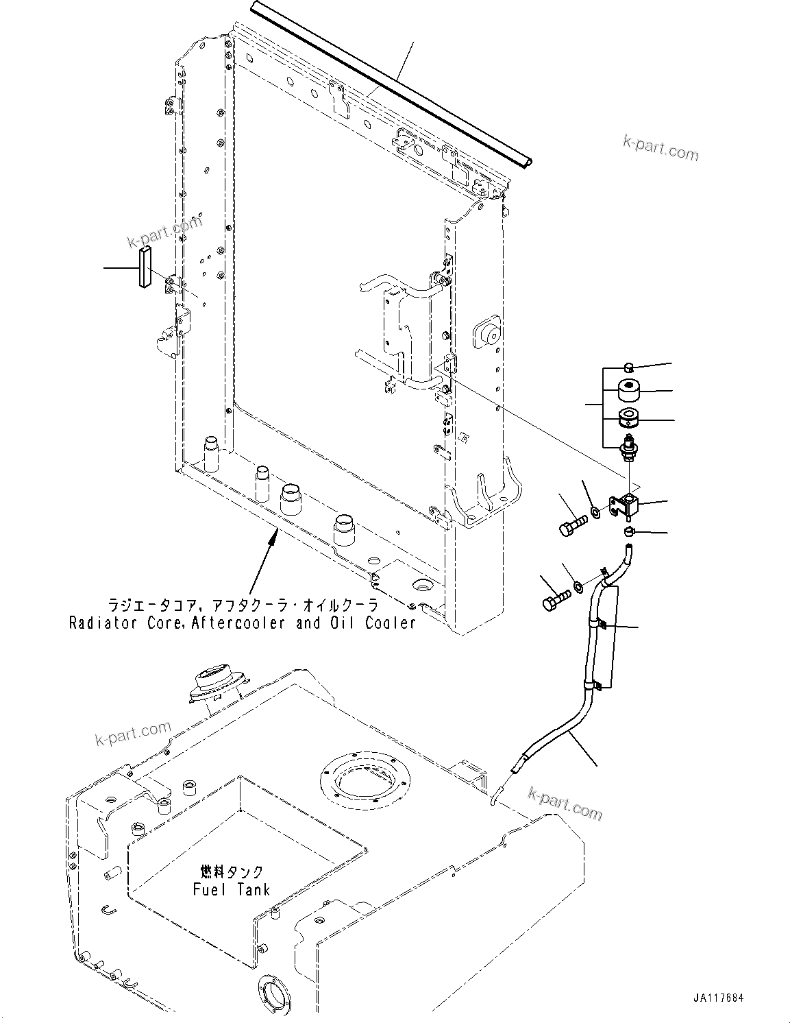 Komatsu parts book diagram for WA485-11E0 S/N H35051-UP: RADIATOR, BREATHER, FUEL TANK