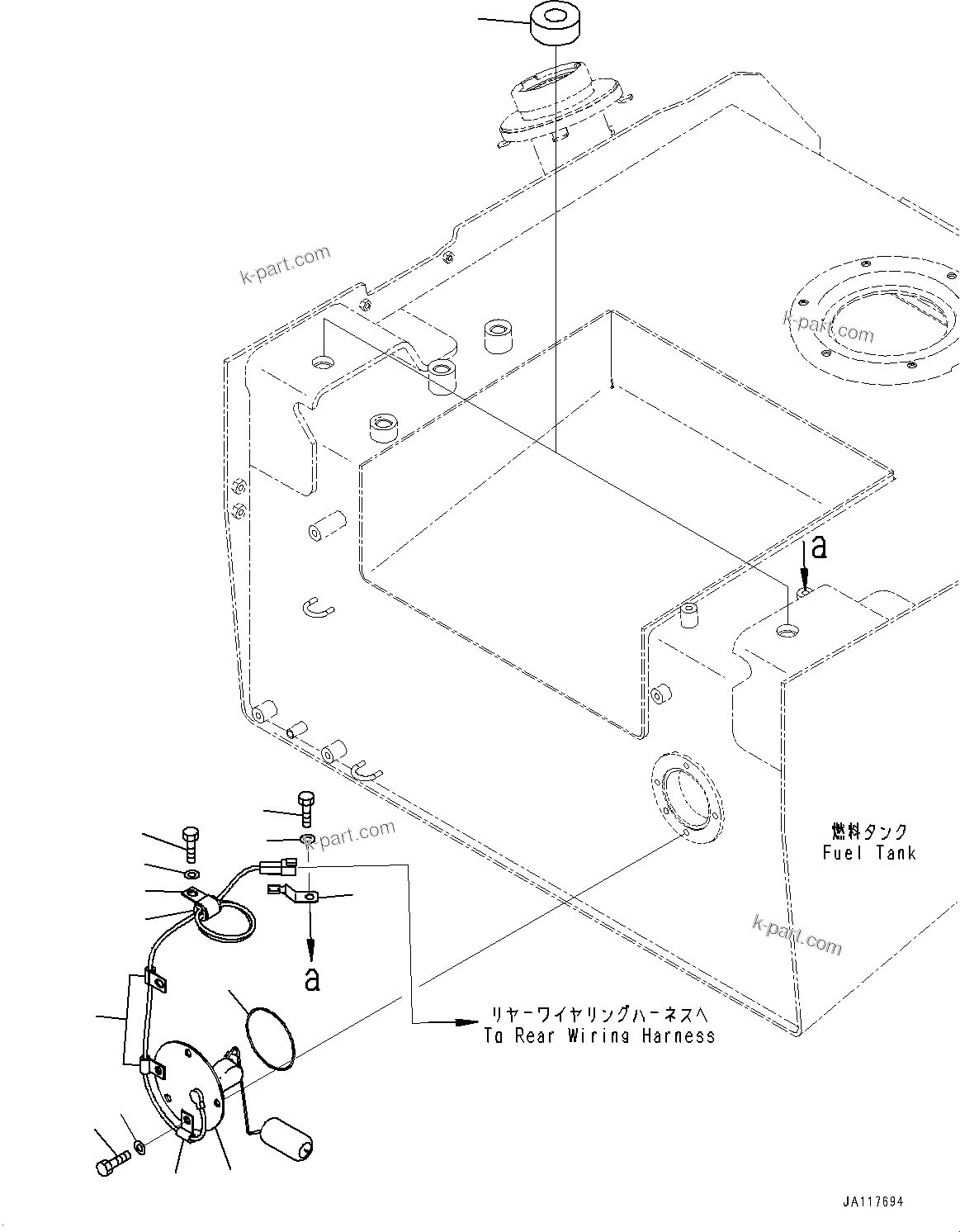 Komatsu parts book diagram for WA485-11E0 S/N H35051-UP: FUEL TANK, SENSOR