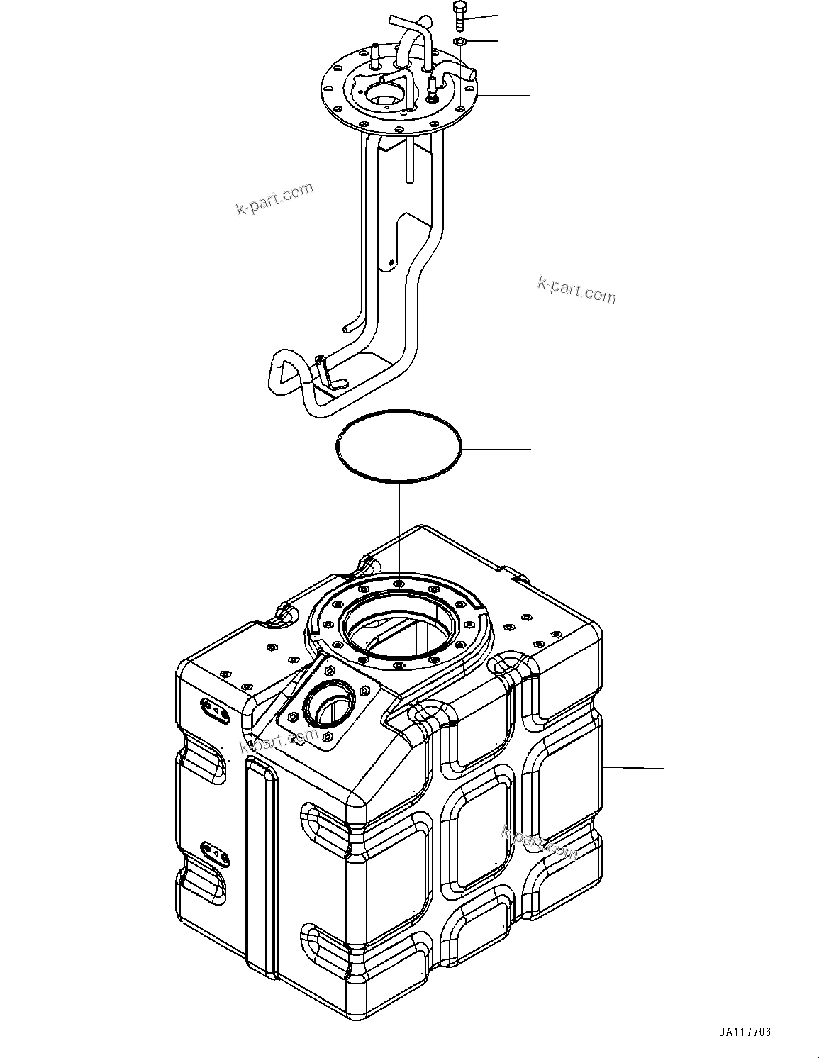 Komatsu parts book diagram for WA485-11E0 S/N H35051-UP: DEF TANK, WITH AFJS, TANK