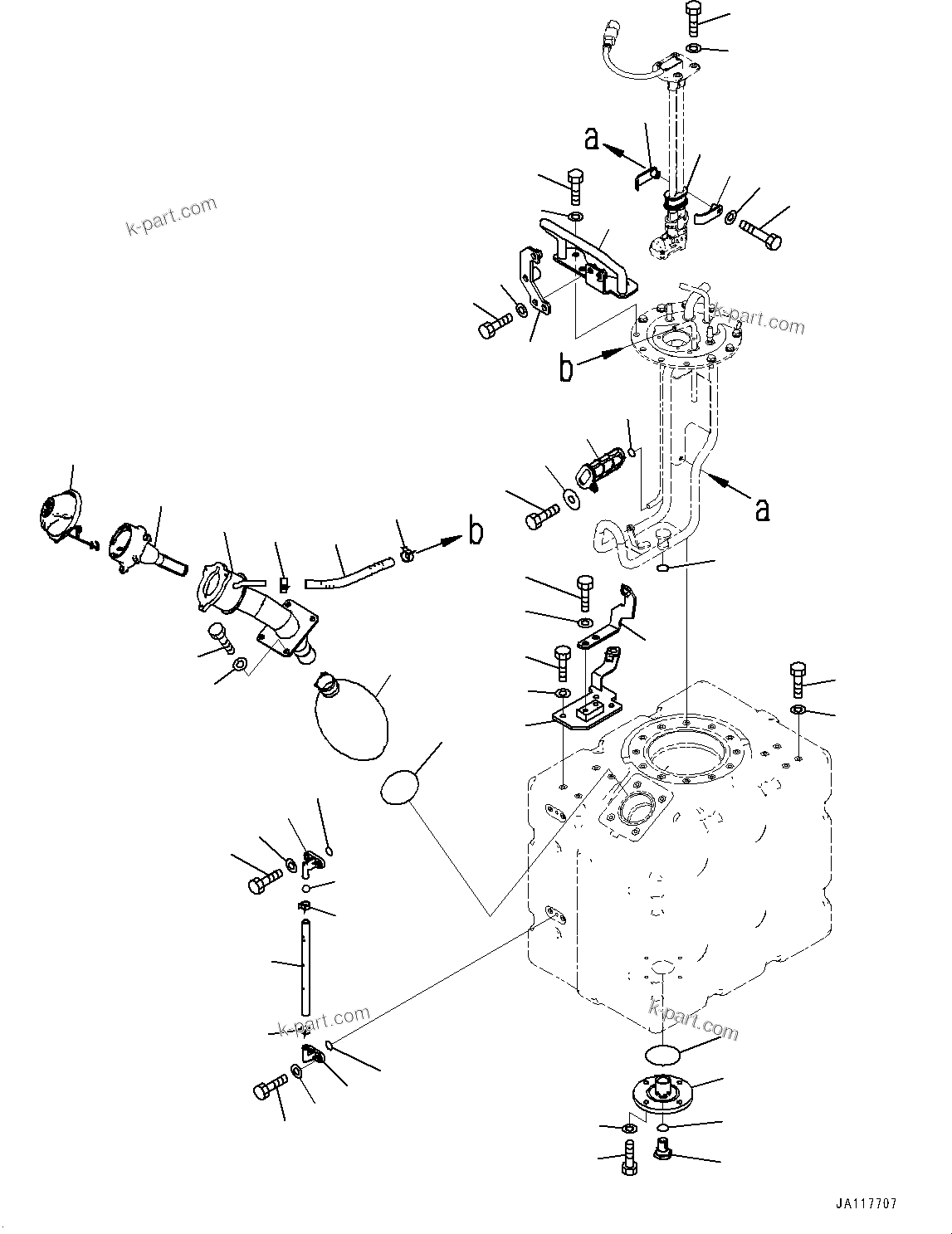 Komatsu parts book diagram for WA485-11E0 S/N H35051-UP: DEF TANK, WITHOUT AFJS, TANK RELATED PARTS