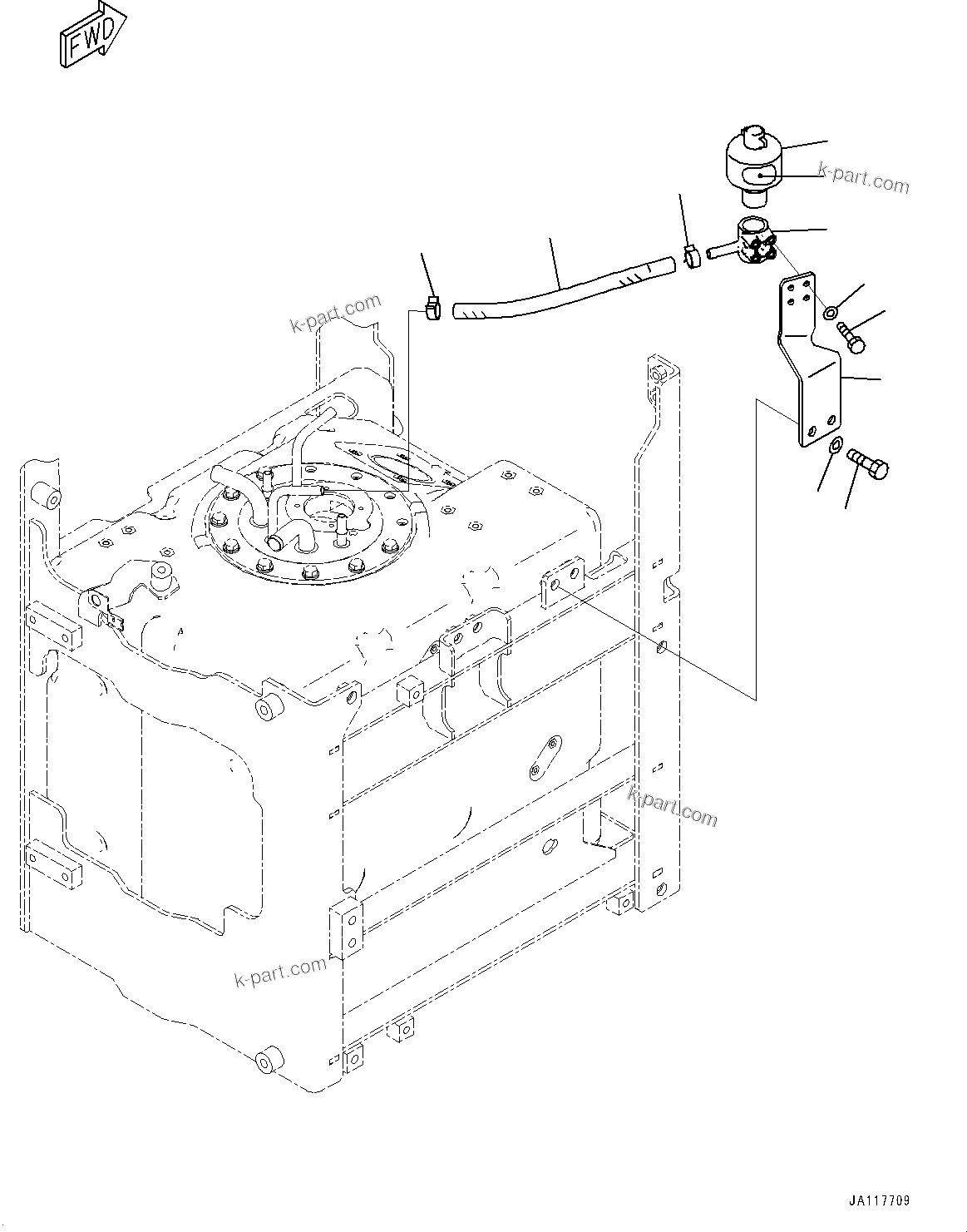 Komatsu parts book diagram for WA485-11E0 S/N H35051-UP: DEF TANK, WITHOUT AFJS, BREATHER