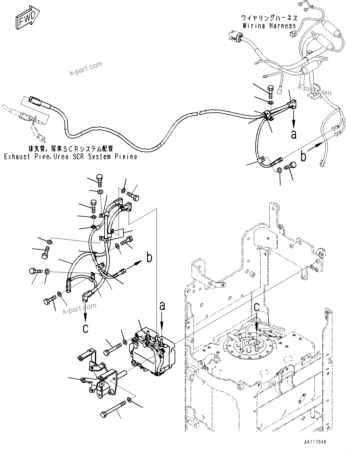 Komatsu parts book diagram for WA485-11E0 S/N H35051-UP: DEF PIPING, WITHOUT AFJS, PUMP