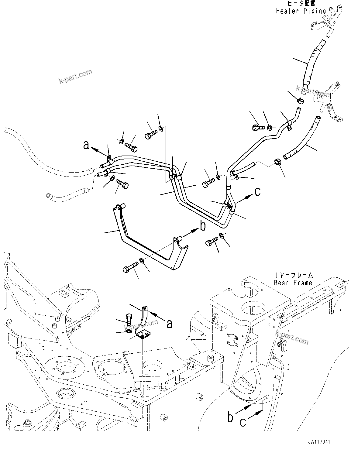 Komatsu parts book diagram for WA485-11E0 S/N H35051-UP: DEF PIPING, WITH AFJS, PIPING (1/2)