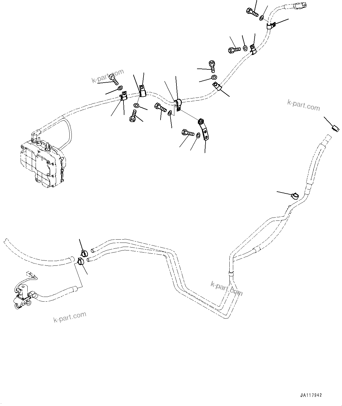 Komatsu parts book diagram for WA485-11E0 S/N H35051-UP: DEF PIPING, WITH AFJS, PIPING MOUNTING