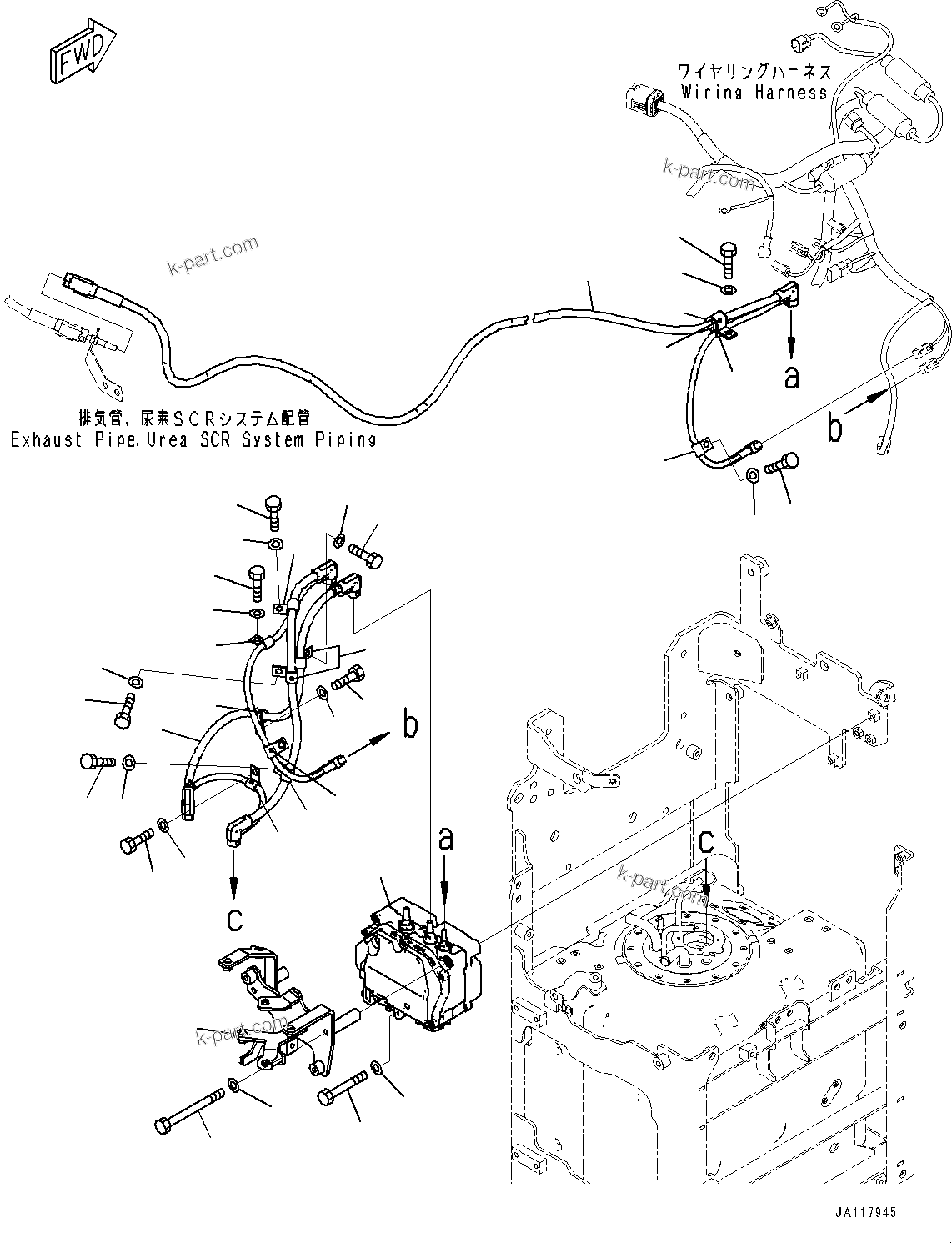 Komatsu parts book diagram for WA485-11E0 S/N H35051-UP: DEF PIPING, WITH AFJS, PUMP