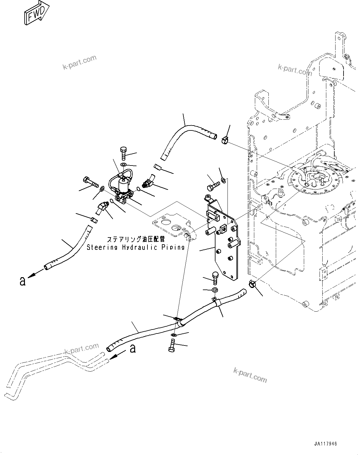 Komatsu parts book diagram for WA485-11E0 S/N H35051-UP: DEF PIPING, WITH AFJS, PIPING (2/2)