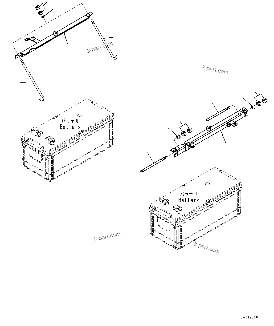 Komatsu parts book diagram for WA485-11E0 S/N H35051-UP: BATTERY BOX, HOLDER
