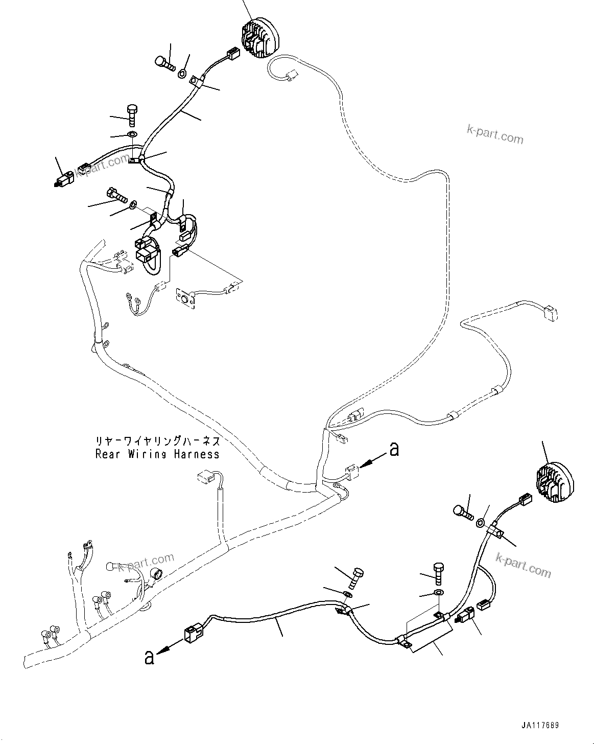 Komatsu parts book diagram for WA485-11E0 S/N H35051-UP: BATTERY BOX, REAR COMBINATION LAMP