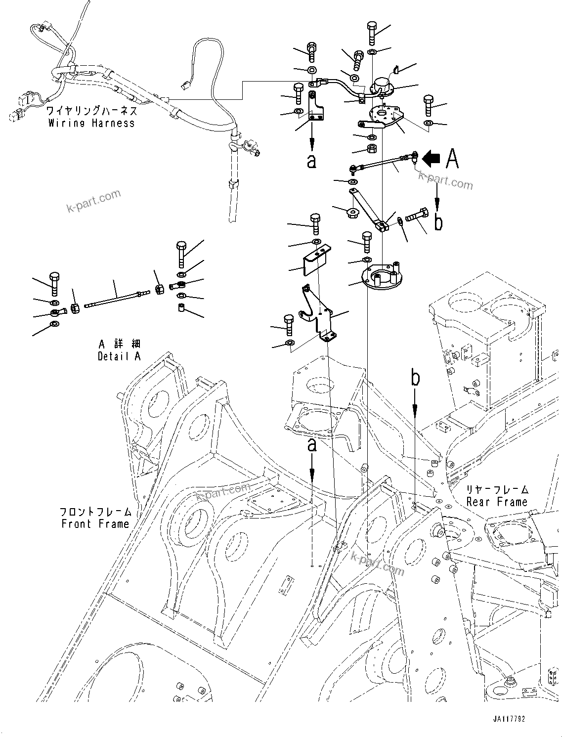 Komatsu parts book diagram for WA485-11E0 S/N H35051-UP: FRONT WIRING HARNESS, FRAME ANGLE SENSOR